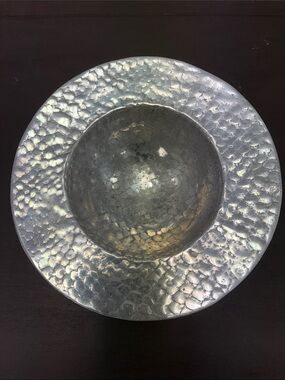 Hammered Metal Decorative Bowl - Silver Tone